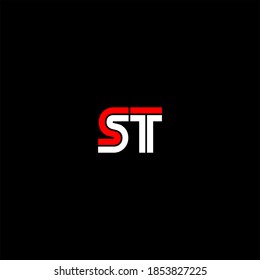 S T letter logo creative design on black color background,st monogram