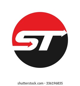 s and t logotype. logo s and c with arrow symbol.