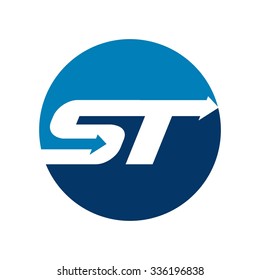 s and t logotype. logo s and c with arrow symbol.