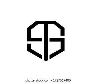 s and t monogram logo design