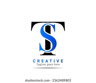 S T diseño creativo de logotipo y plantilla. Identidad profesional de diseño de logotipo de carta ST
