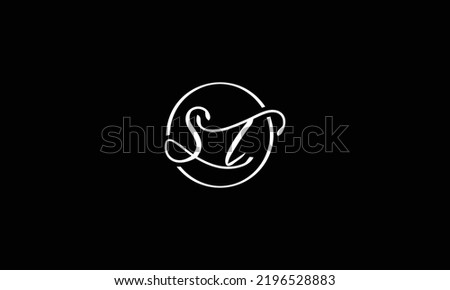  S T ST Initial handwriting logo design. Beautyful design handwritten logo for fashion, team, wedding, luxury logo. 