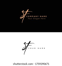  S T ST Initial letter handwriting and signature logo.	