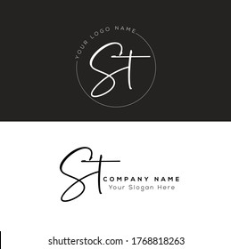  S T ST Initial letter handwriting and signature logo.	