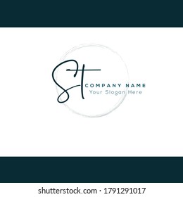  S T ST Initial Brief Handschrift und Unterschrift Logo. Schönheit, Vektoranfängliches Logo .Mode, Boutique, Blumen und botanisch