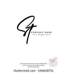 S T ST Initial letter handwriting and signature logo. Beauty vector initial logo .Fashion, boutique, floral and botanical	
