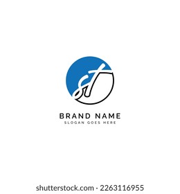 S, T, ST Initial letter handwritten and signature vector image template in round shape logo