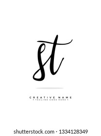 S T ST initial logo signature vector. Handwriting concept logo.