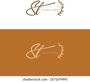 S T ST initial logo signature template vector. Handwriting concept logo.