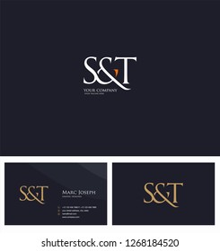 S & T, ST letters Joint logo icon and Business card vector template.
