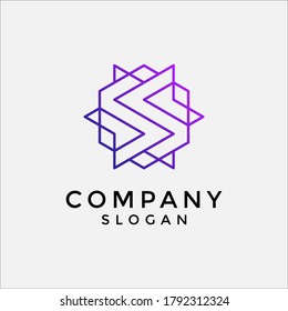 S tech hexagon logo. abstract hexagon logo with an indirect blend of the letter Seditable and easy to custom