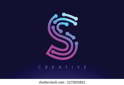 Logo des Technischen Briefes mit Anschlüssen und Linien in blauviolettem Vektordesign