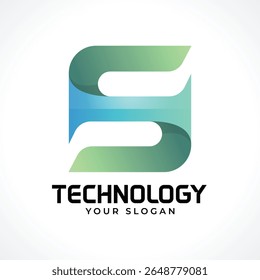 S tech, technology letter logo