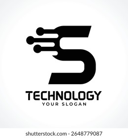 S tech, technology letter logo