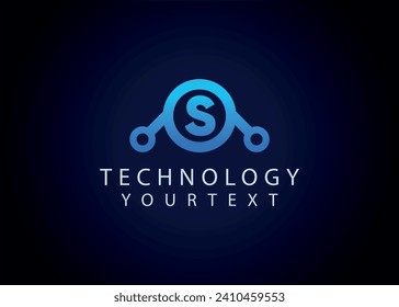 Diseño de logotipo de monograma de la carta de tecnología S