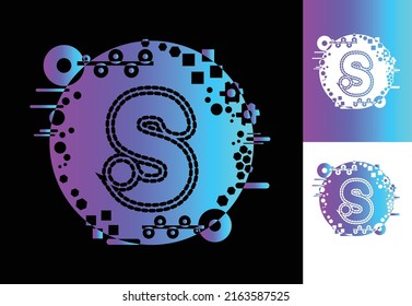 S technology logo, icon, t shirt, sticker design template