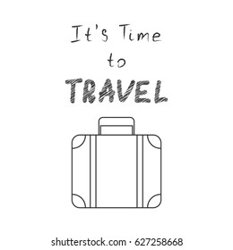 It s time to travel. Suitcase for travel in a linear style. Vector illustration