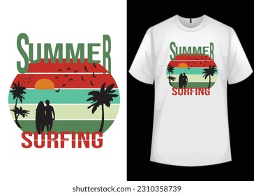  S T-shirt Design  summer Surfing