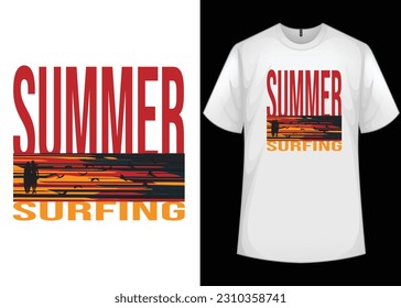  S T-shirt Design  summer Surfing