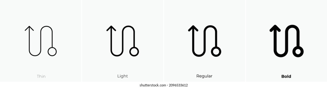 S Turn Down Icon. Thin, Light Regular And Bold Style Design Isolated On White Background