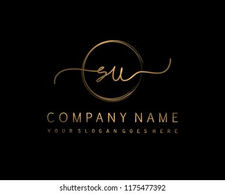 S U Initial handwriting logo vector