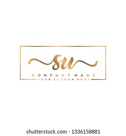 S U Initial handwriting logo vector