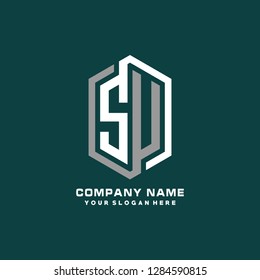 S U initial letter, modern logo design template vector