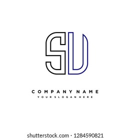 S U initial letter, modern logo design template vector