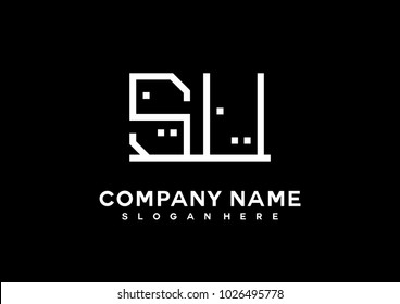 S U initial logo template vector