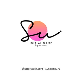 S U Signature initial logo template vector