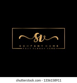 S V Initial handwriting logo vector