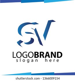 S V Initial Letter logo in negative space vector template