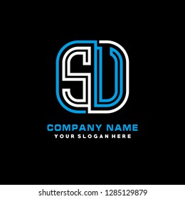 S V initial letter, modern logo design template vector 