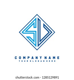 S V initial letter, modern logo design template vector 