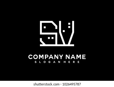 S V initial logo template vector