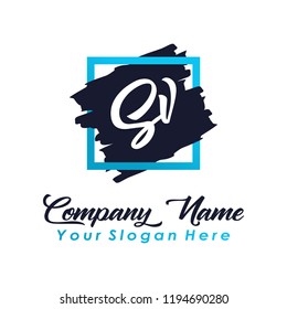 S V initial square logo template vector