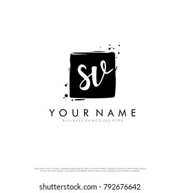 S V initial square logo template vector
