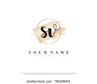 S V Initial water color logo template vector