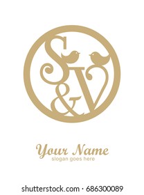 S V initial wedding decorative logo template