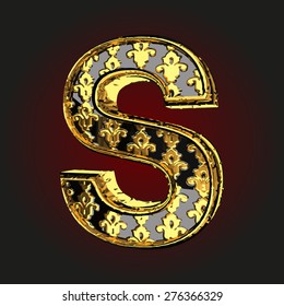 s vector black letter with gold