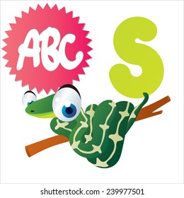 S is for vector cute cartoon isolated Snake