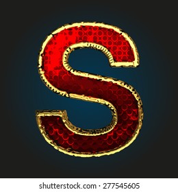 s vector red letter with gold