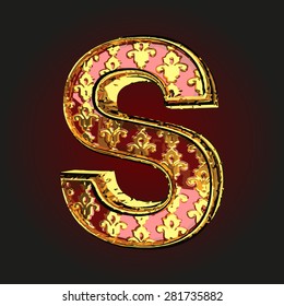 s vector red letter with gold