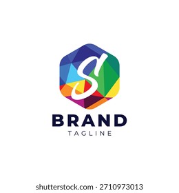 logotipo geométrico vibrante da s com um "s" moderno que reflete criatividade e inovação.