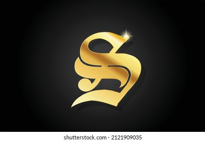 S vintage gold alphabet letter logo icon design. Creative golden template for business 