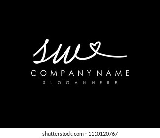 S W Initial handwriting logo vector