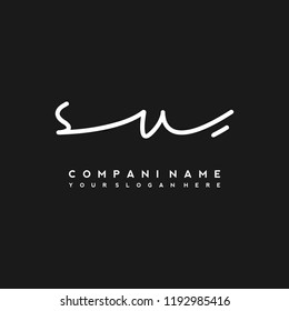 S W Initial handwriting logo vector