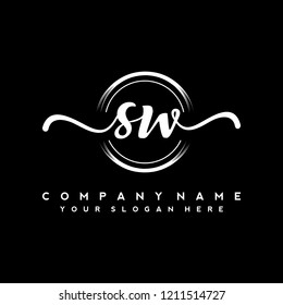 S W Initial handwriting logo vector