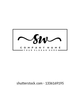 S W Initial handwriting logo vector