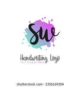 S W Initial handwriting logo vector